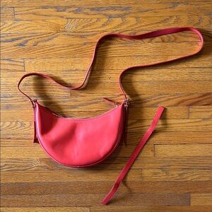 Madewell Red Crescent Crossbody Leather Shoulder Bag